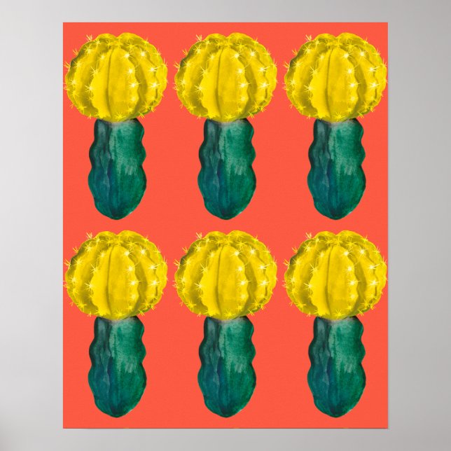 Póster Cactus, Moon Cactus, Green Yellow Naranja (Frente)
