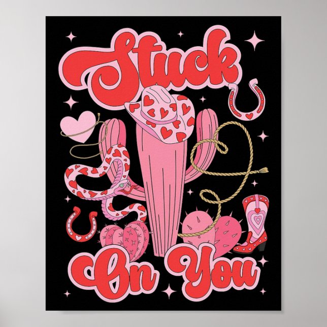 Póster Cactus Planta Suculenta Día de San Valentín Atasca (Frente)