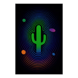 Póster Cactus psychédélique en couleurs vives