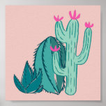 Póster Cactus rosados y verdes<br><div class="desc">Estos cactus fueron dibujados a mano y luego coloreados digitalmente. Usé colores verde y rosa bonito.</div>