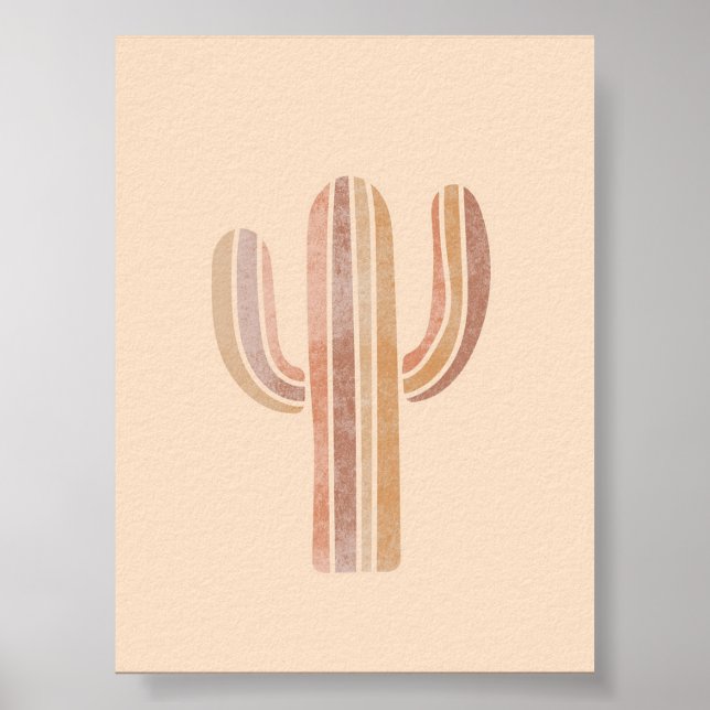 Póster Cactus Simple Boho Dibuja Boho Moda Estética Bo (Frente)