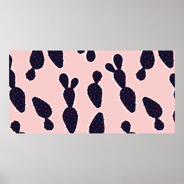 Póster Cactus sin costura patrón suave humor y tono dulce (Frente)