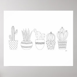 Póster Cactus Sketch