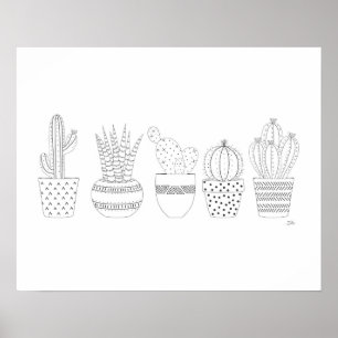 Póster Cactus Sketch