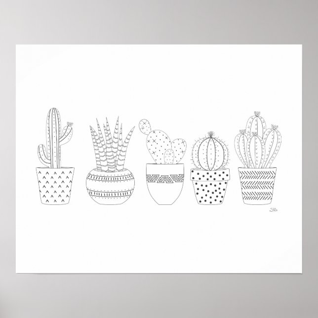 Póster Cactus Sketch (Frente)