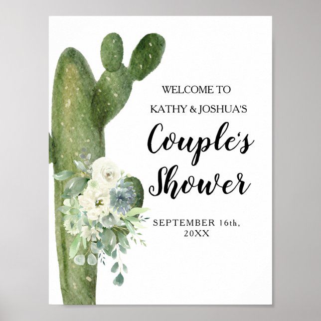 Póster Cactus Taco 'bout Love Couple Shower Bienvenida (Frente)