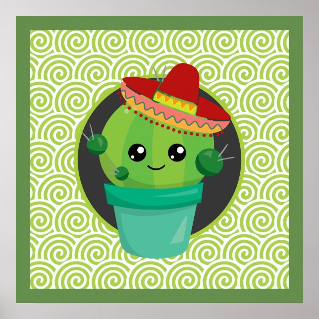 Póster Cactus triturados en Sombrero Rojo (Frente)