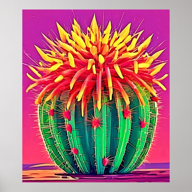 Póster Cactus vibrante en floración (Frente)