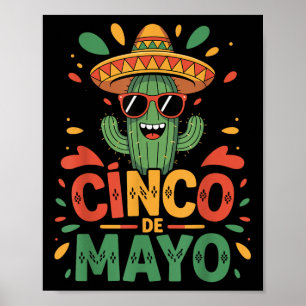 Póster Cactus Y Cactus Sombrero Cinco De Mayo
