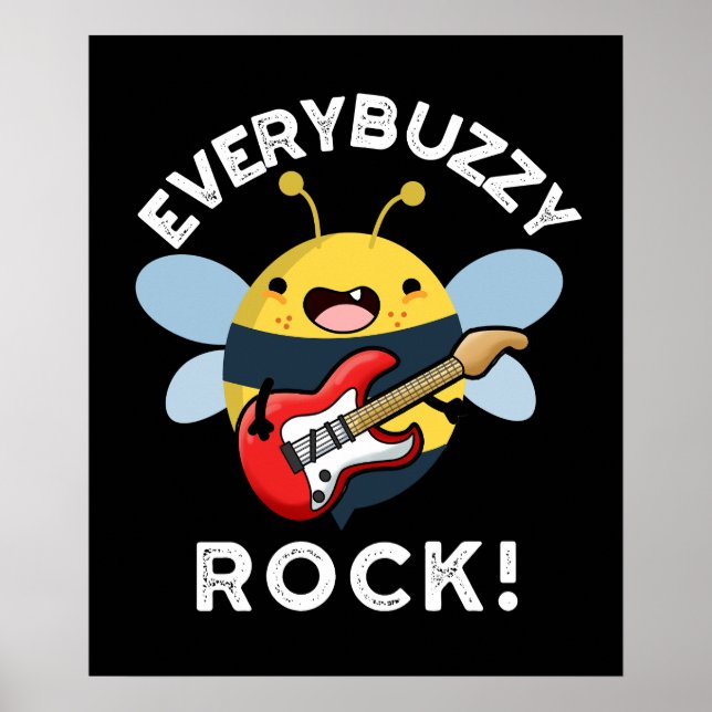 Póster Cada Buzzy Rock Funny Music Bee Pun Dark BG (Frente)