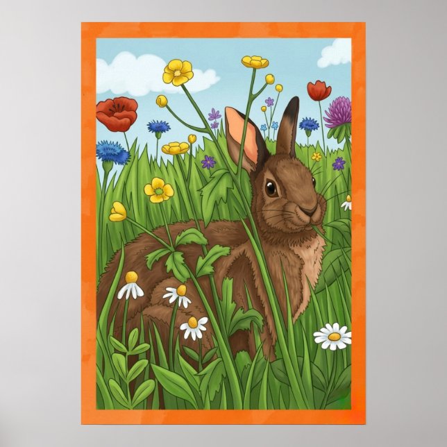 Póster Cada conejo ama las flores (Frente)
