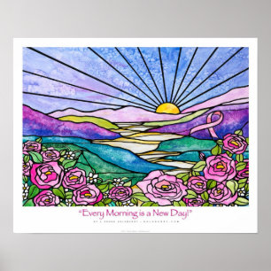 Póster "Cada mañana es un nuevo día" Cinta rosa Ekleberry