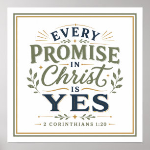 Póster Cada promesa en Cristo es sí cita cristiana