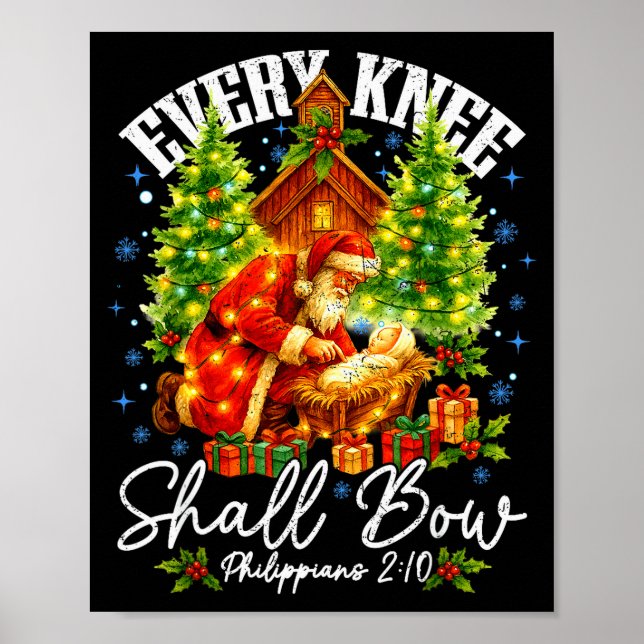 Póster Cada Rodilla Se Doblará Santa Navidad Escena de la (Frente)