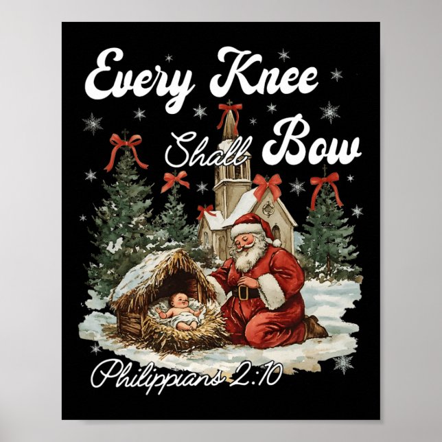 Póster Cada Rodilla Se Volverá Navidades Cristianos (Frente)
