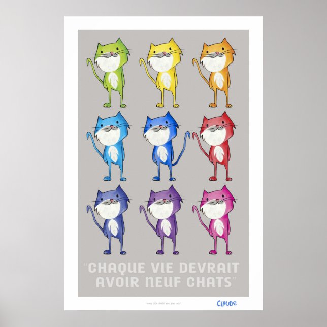 Póster Cada vida debería tener nueve gatos (Frente)