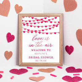 Póster Cadena colgante Amor Corazones Bridal Shower Bienv