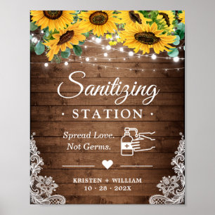 Póster Cadena de girasol ilumina el Rótulo de la estación
