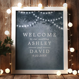 Póster Cadena De Luces De Árbol Rústico Bienvenida De Bod