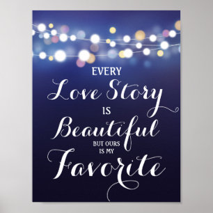 Póster Cadena de luces Navy Cada historia de amor es...bo