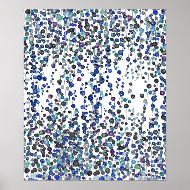 Póster cadena púrpura de la planta de perlas acuarela (Frente)