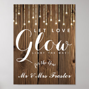 Póster Cadena rústica de luces adoran la fiesta de bodas