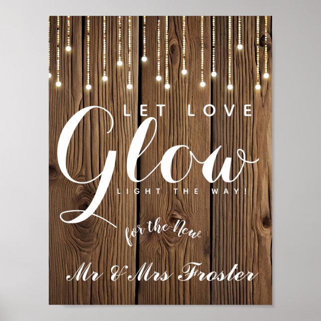 Póster Cadena rústica de luces adoran la fiesta de bodas  (Frente)