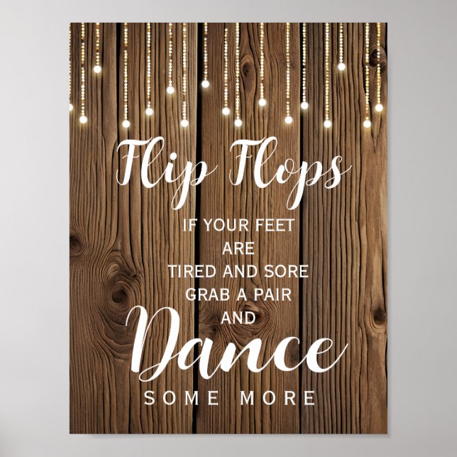 Póster Cadena rústica de luces voltear flops signo boda (Frente)