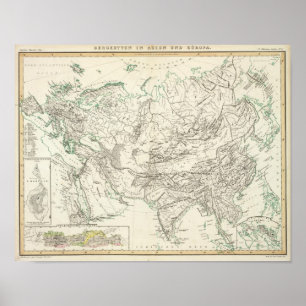 Póster Cadenas de montaña de Asia y Europa
