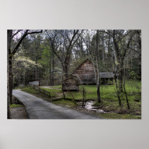 Póster Cades Cove Rústico Paisaje De Cabina