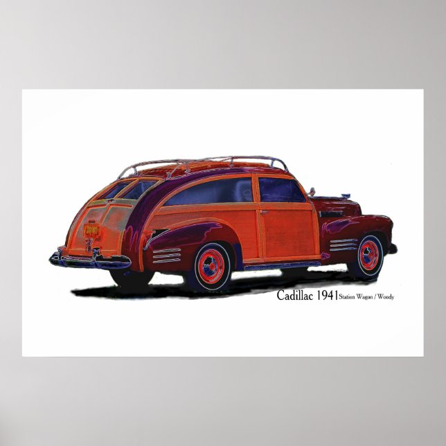 Póster Cadillac 1941 Estación Wagon / Woody (Frente)