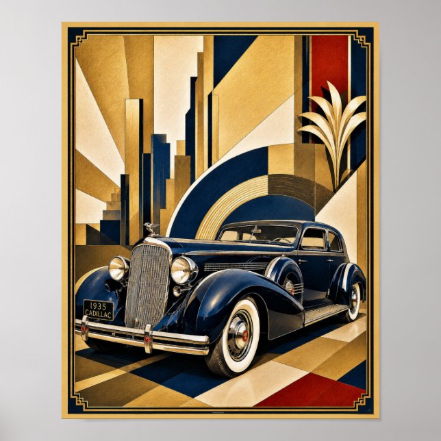 Póster Cadillac Art Deco 1935 (Frente)
