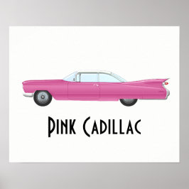 Póster Cadillac rosa vintage