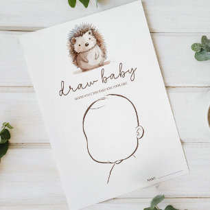 Póster Cadorable Erizo Dibujar Juego de Baby Shower