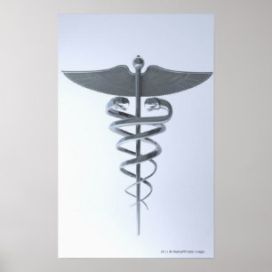 Póster Caduceo médico metalizado