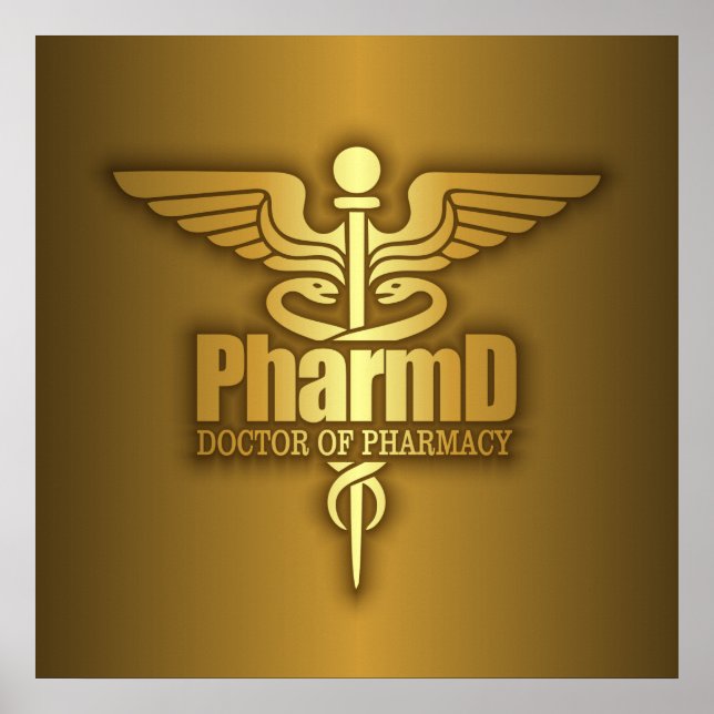 Póster Caduceus de oro (PharmD) (Frente)