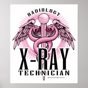 Póster Caduceus rosa de tecnología de rayos X