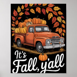 Póster Cae El Camión De Calabaza Del Otoño Del Árbol De O