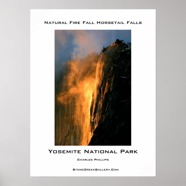 Póster Cae el fuego natural de Yosemite (Frente)