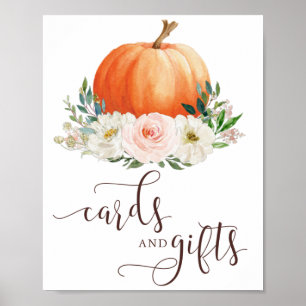 Póster Cae en el amor: Tarjetas de calabaza y Rótulo de r