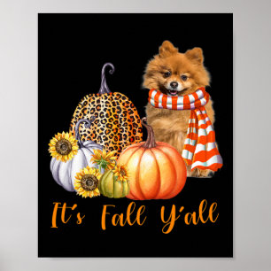 Póster Cae la calabaza de leopardo de perro de Pomerania