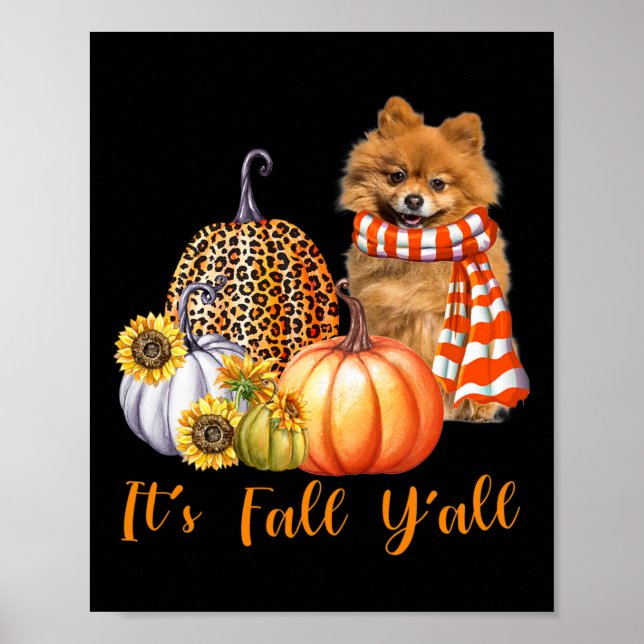 Póster Cae la calabaza de leopardo de perro de Pomerania (Frente)