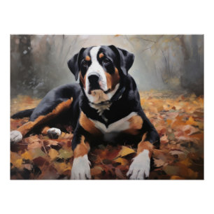 Póster Cae la montaña suiza en otoño