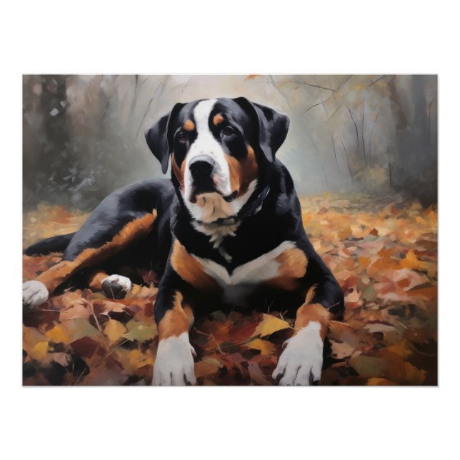 Póster Cae la montaña suiza en otoño (Anverso)