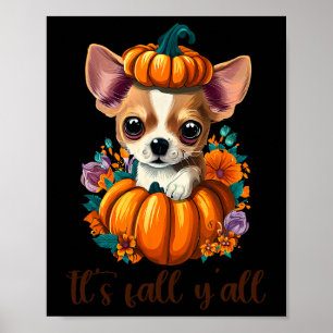 Póster Cae Y todos la linda calabaza floral Chihuahua Hal