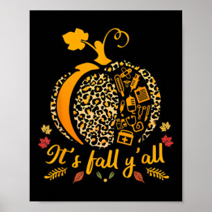 Póster Cae Yall Calabaza Halloween Enfermera de Enfermerí