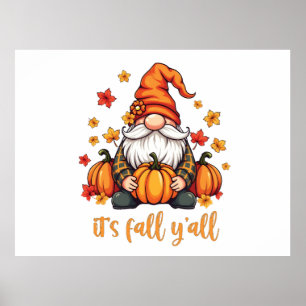 Póster Cae Y'all Gnomes Pumpkin de Acción de Gracias de O