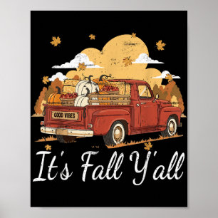 Póster Cae Yall Vintage Farmer Truck Pumpkin Otoño