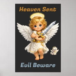 Póster Cael y Halo Enviados del Cielo Maldad Ten cuidado