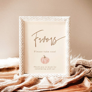 Póster Caer Baby Shower favorece al Rótulo, calabaza favo